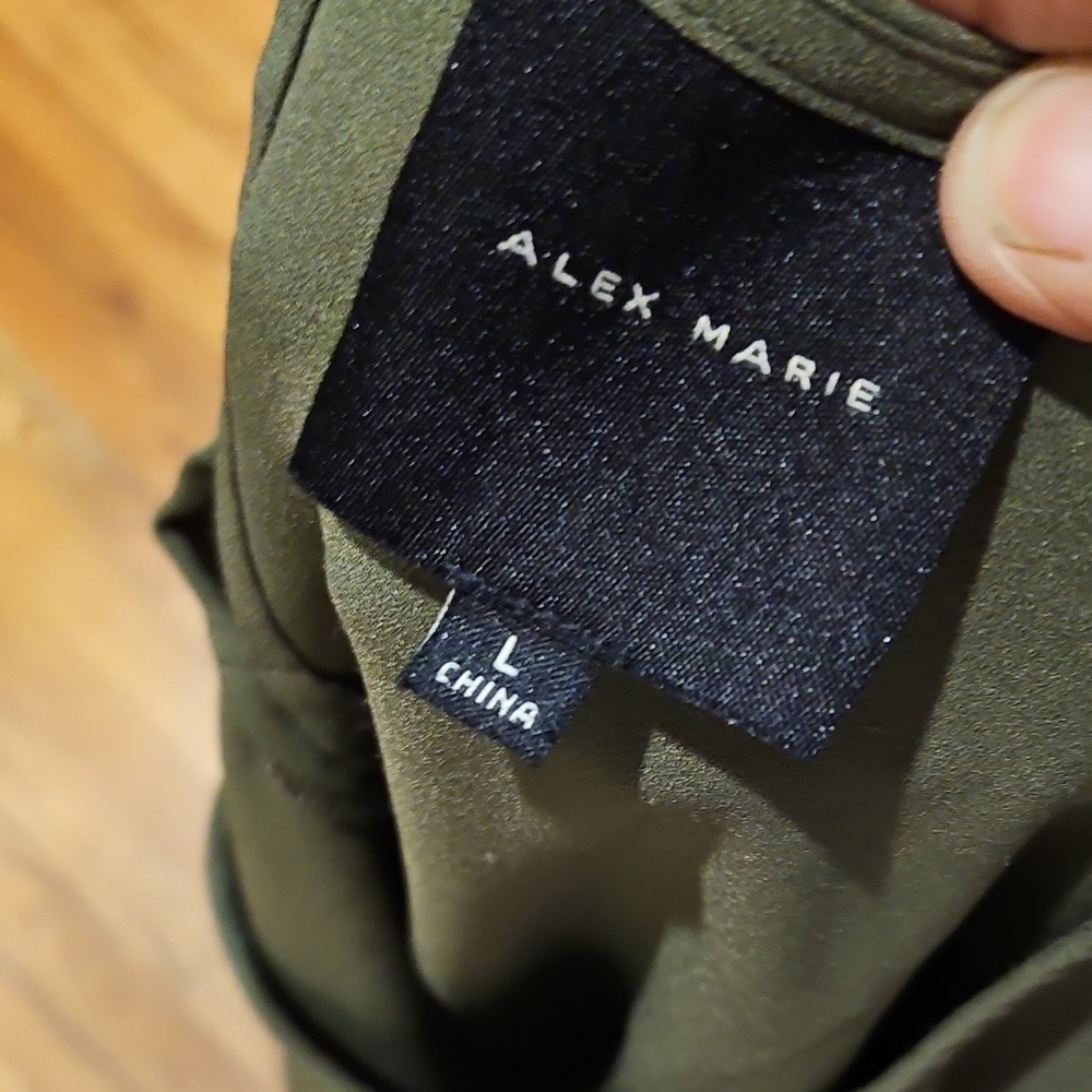 Alex Marie Dark Green Blouse with Ruffled Sleeves - Picture 4 of 4